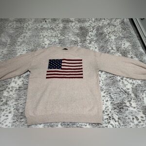 SHEIN Beige Sweater with American Flag Design